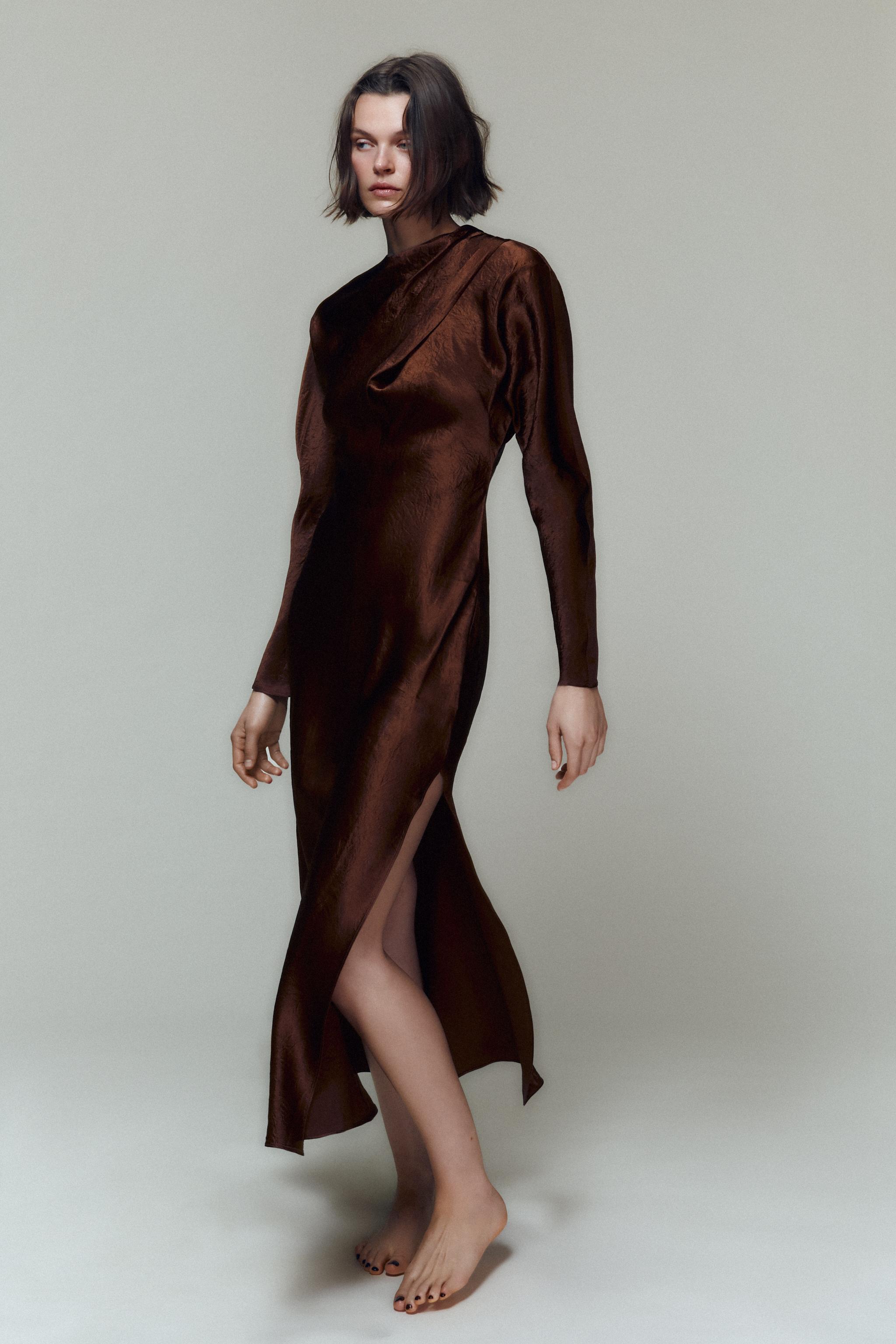 ROBE MIDI EFFET FROISSÉ PLIS